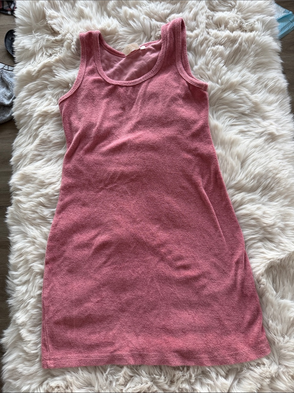 Sleeveless Pink Terry Cloth Tank Dress